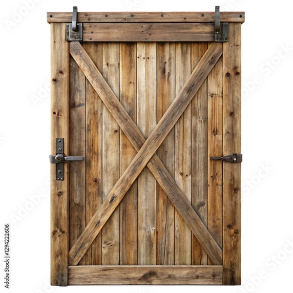 Obraz Rustic barn door isolated on transparent background  
