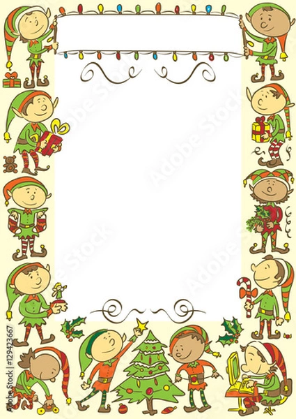 Fototapeta Christmas background with elves