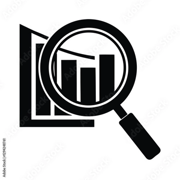 Fototapeta Focused magnifying glass silhouette closely examining detailed financial reports for accurate analysis during review