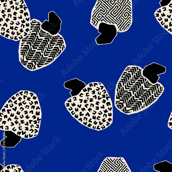 Obraz seamless pattern with black and white fish