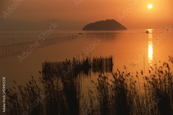 Obraz 琵琶湖の夕日