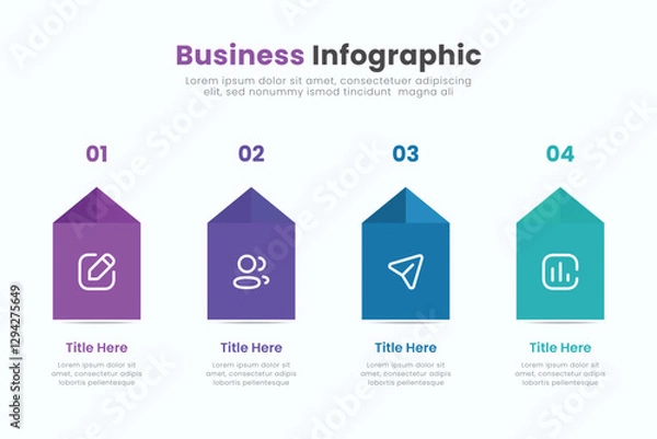 Fototapeta Business infographic template design. Timeline concept with 4 steps. Can be used for presentations, workflow layout, diagram, banner, web design, Vector illustration.