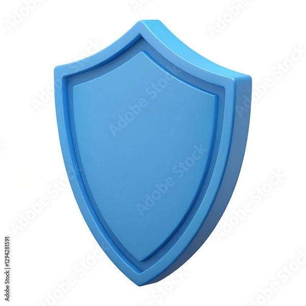 Obraz Isolated 3D illustration of a blue shield, representing security, defense, and protection on white. Minimal 3D icon render.