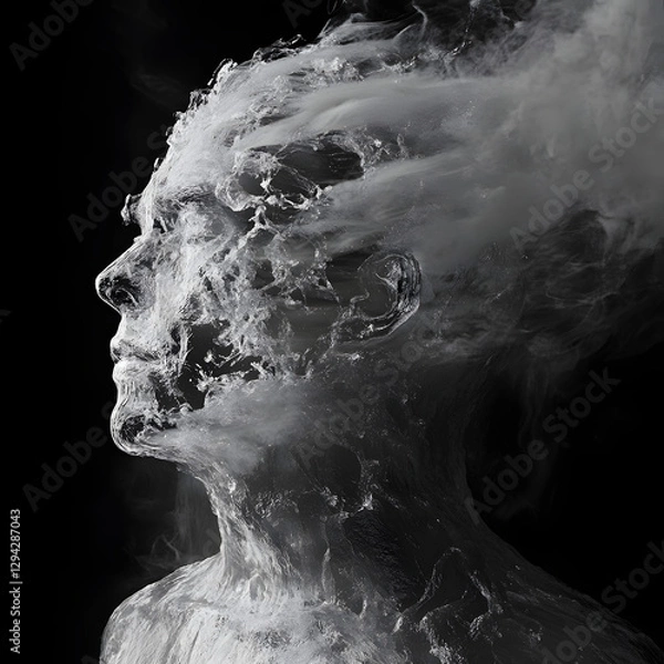 Fototapeta man brain made from ice AI generated