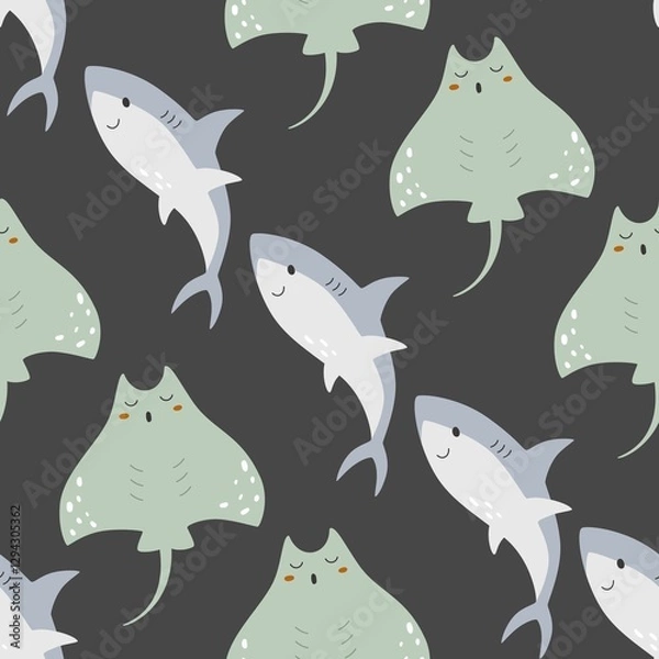 Fototapeta vector seamless pattern with fishes