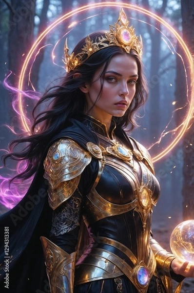 Obraz Arcane Sorceress Queen – Fantasy Warrior with Magical Aura