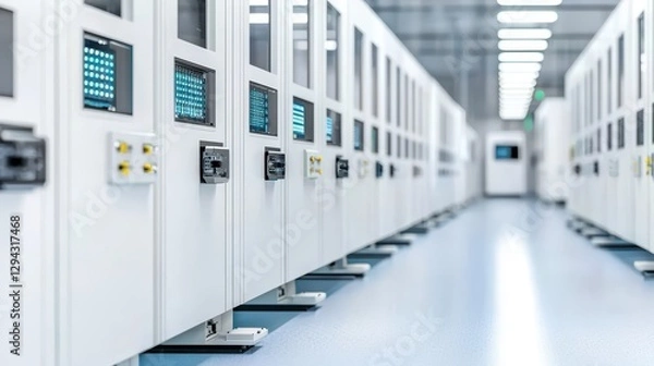 Fototapeta High-Tech Semiconductor Manufacturing Lab with Cleanroom Environment