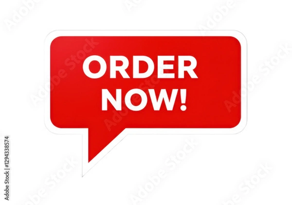 Fototapeta Isolated Red Order Now Speech Bubble