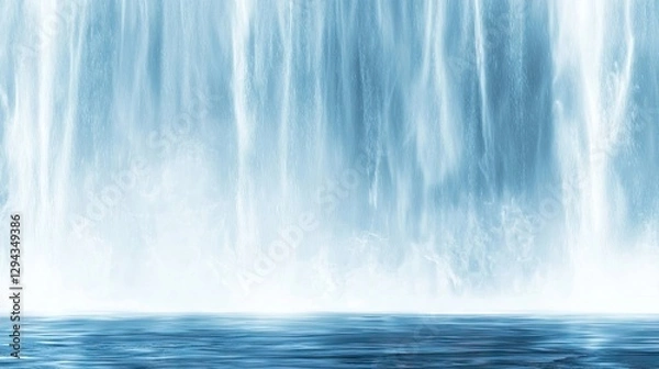Fototapeta Waterfall cascading into a calm pool; nature background, tranquil scene