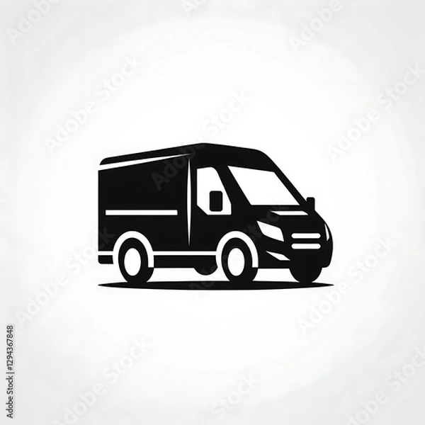 Obraz Simple black silhouette of a delivery van.