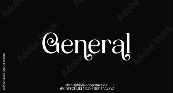 Obraz General, elegant modern alphabet letters font logo. logo alphabet. Minimal modern urban fonts for logo, brand etc. Typography typeface uppercase lowercase and number. vector illustration
