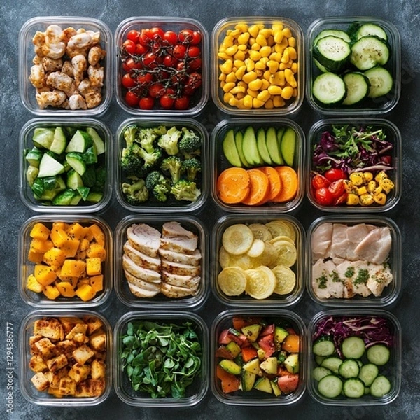 Fototapeta An image of healthy food and diet food with low calories and low fat