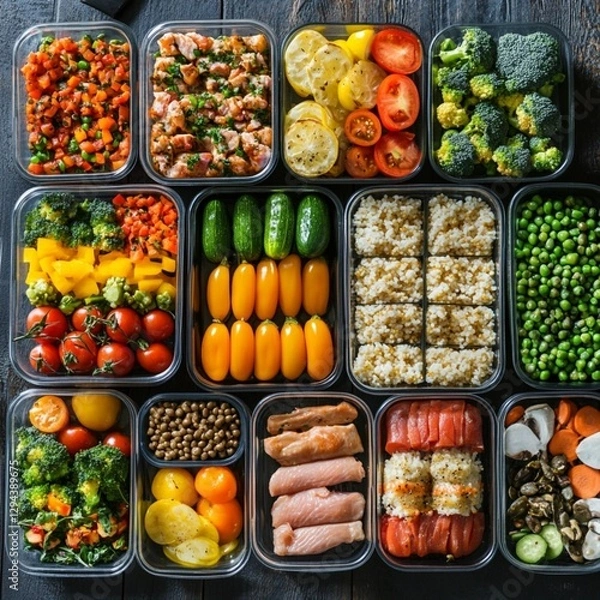 Fototapeta An image of healthy food and diet food with low calories and low fat