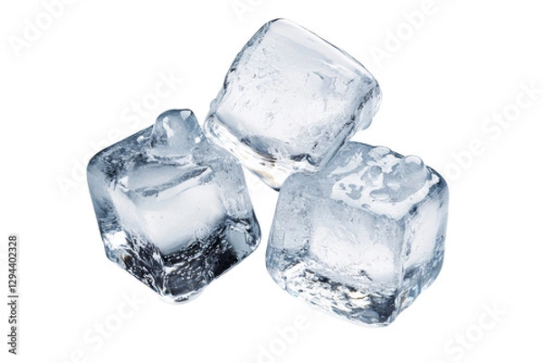 Fototapeta Ice cubes on transparent background png format food photography studio environment close-up shot white visual concept