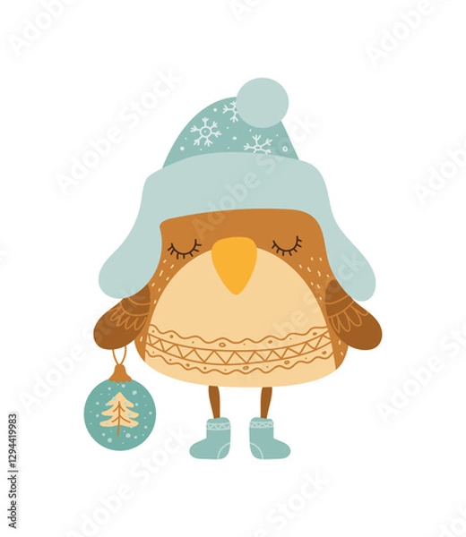 Obraz Owl With Christmas Bauble