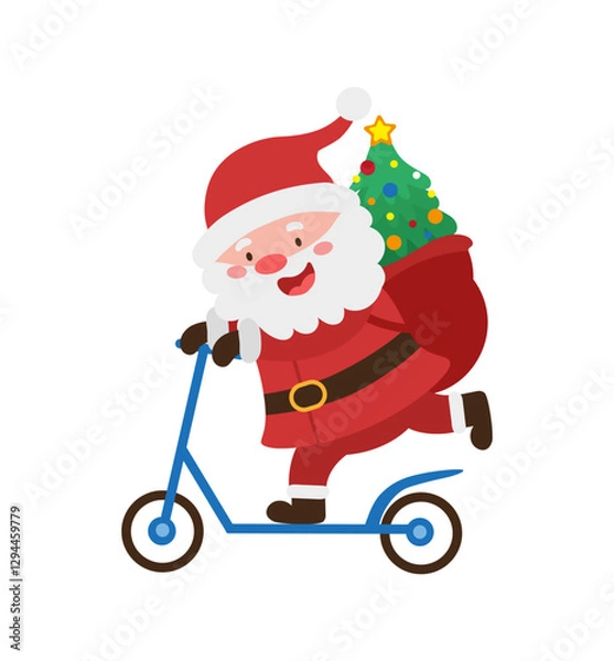 Obraz Santa Riding a Scooter