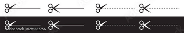 Fototapeta Open scissors line icon set