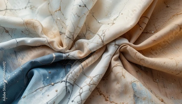 Fototapeta Textile showcase home decor fabric close-up warm tones artistic texture modern design