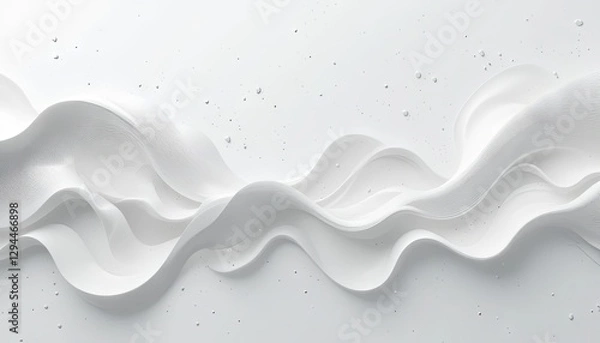 Fototapeta Abstract white wave texture studio digital art minimalist top view fluid design concepts for modern aesthetics