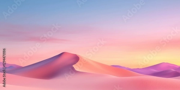 Fototapeta Sunset over dunes desert landscape digital art serene atmosphere wide angle tranquility in nature