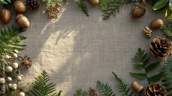 Fototapeta Natural Flat Lay of Botanical Elements and Textures