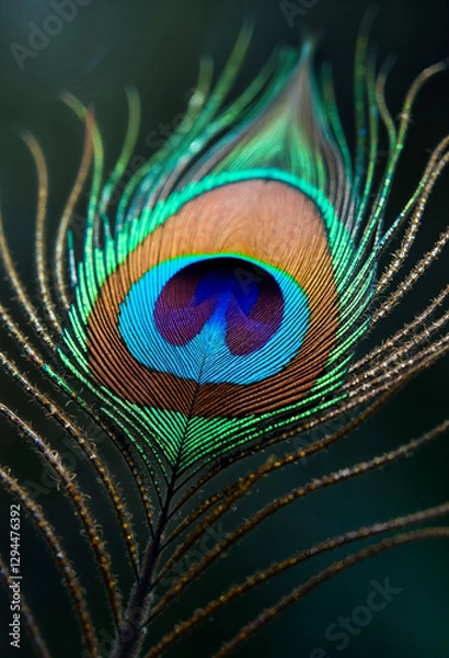 Obraz Peacock feather close up