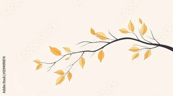 Fototapeta Elegant branch with autumn leaves on light background