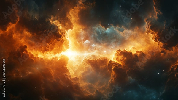 Fototapeta Dramatic sky with glowing cross-shaped light – Palm Sunday miracle