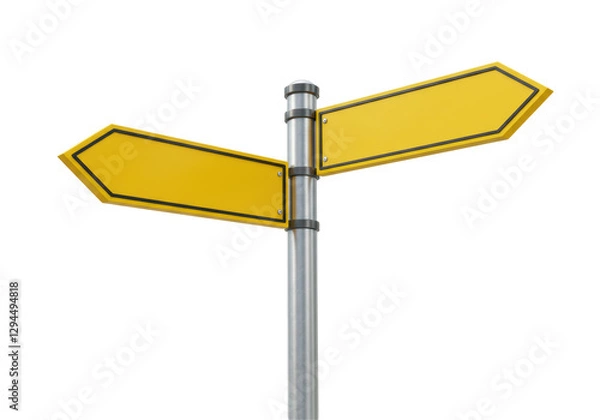 Fototapeta Isolated Yellow Directional Sign Post with Blank Arrows