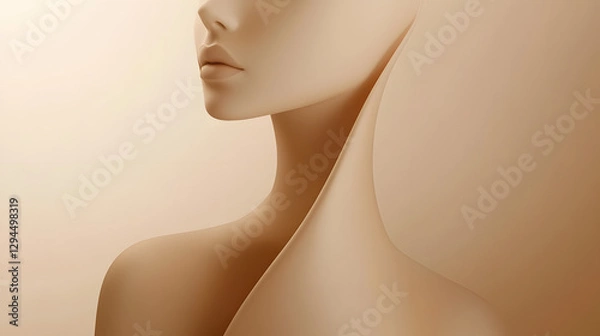 Obraz White background, light yellow color scheme, skin tone
