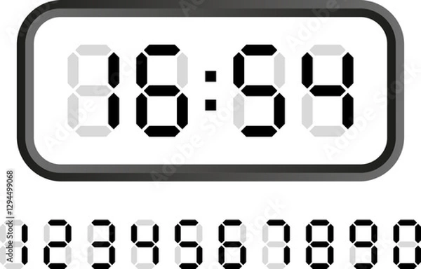 Fototapeta Digital Clock Number Set – Electronic Figures Vector Illustration