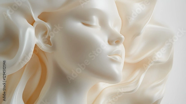 Fototapeta White background, light yellow color scheme, skin tone
