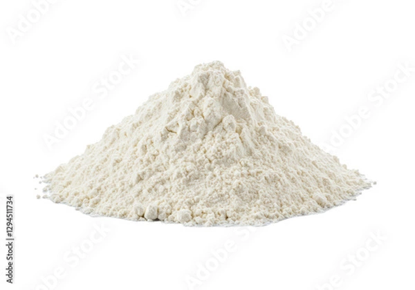 Fototapeta Isolated Pile of Fine White Flour, Baking Ingredient with Soft Texture