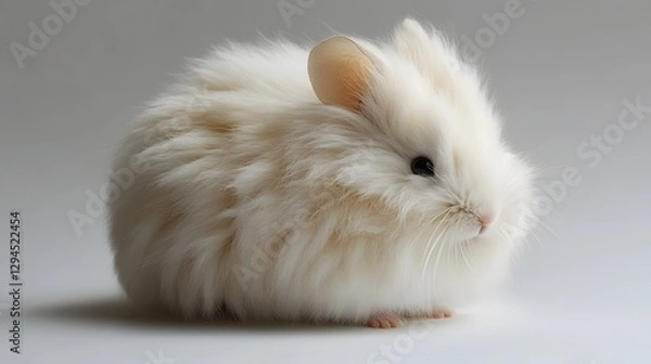 Obraz Adorable fluffy white rabbit resting on a light background