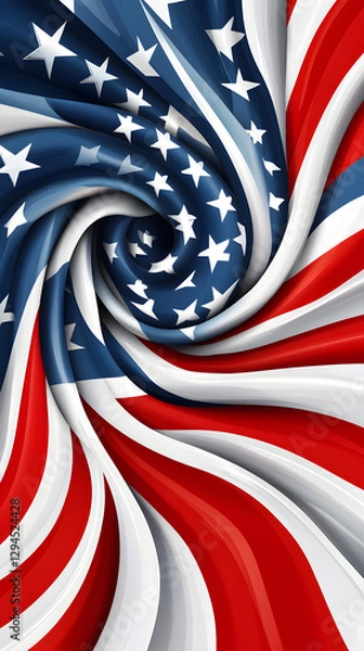 Fototapeta Blue, white, and red vector background with a circle in the center
