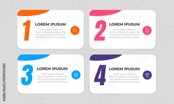 Obraz 4-Step Numbered Infographic with Icons