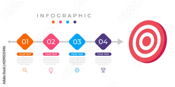 Obraz Target Achievement Infographic with 4 Steps