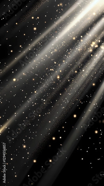 Fototapeta Black background with diagonal light rays and metallic accents for luxury branding
