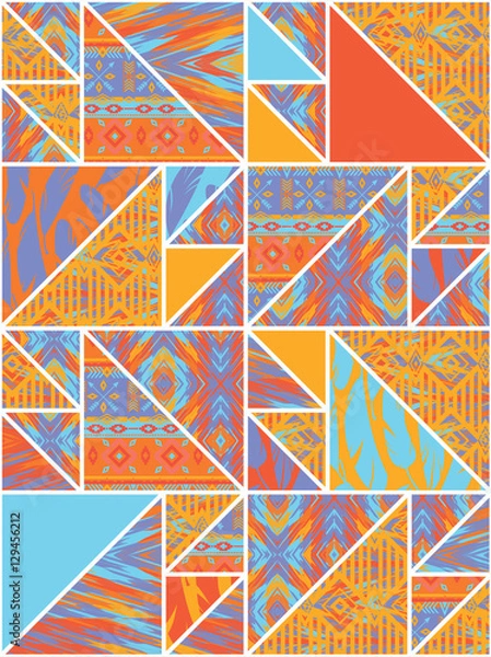 Fototapeta Tribal ethnic seamless pattern with geometric elements.