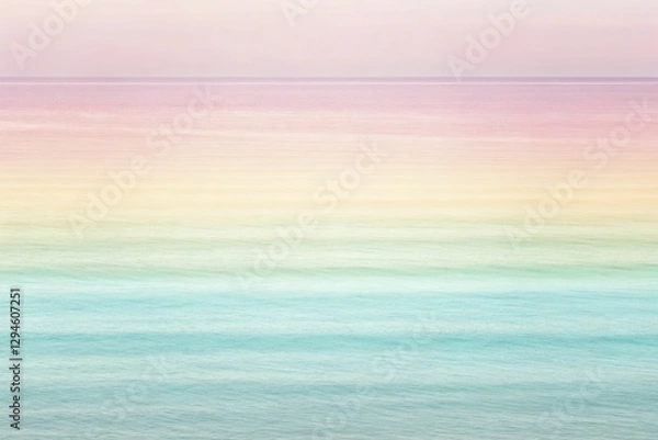 Fototapeta Ocean reflects soft gradient of pastel colors, creating serene and dreamy horizon.