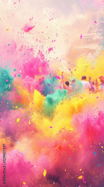 Obraz Happy holi abstract colorful background