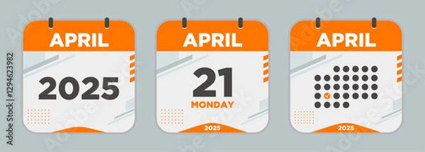 Fototapeta Modern Calendar icon. April. 2025 21 day. The concept of waiting for an important date. Day calendar with date April 21. Cheklist day calendar. Vector illustration.