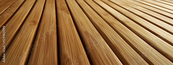 Fototapeta A close-up of teak wood slats, perfect for outdoor wall cladding
