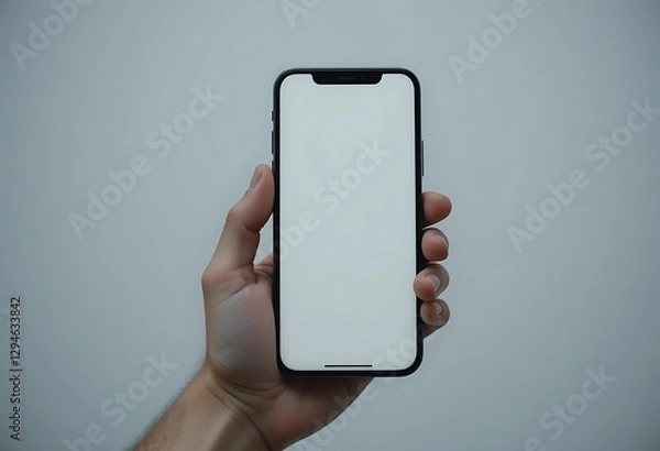 Fototapeta Hand holding a smartphone with a blank screen