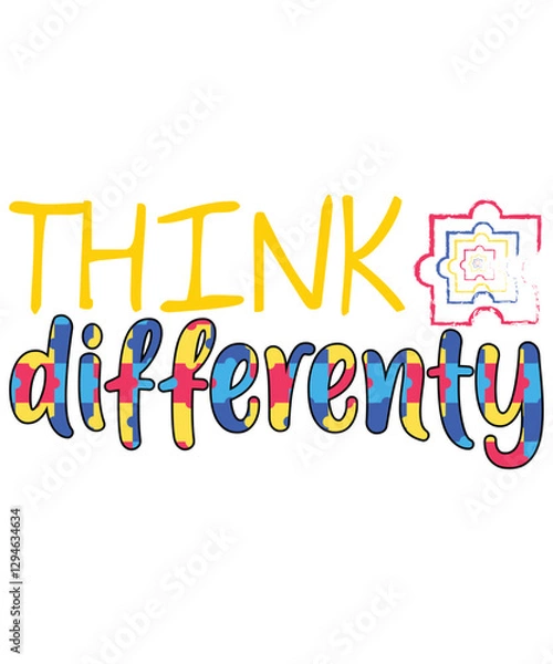 Obraz  Think Differently, Autism Awareness T-Shirt, Light It Up Blue Shirt, Neurodiversity Support Tee, Autism Acceptance Clothing, Inclusion Matters T-Shirt, Shirt Print Template