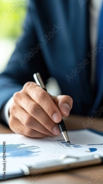 Fototapeta A thoughtful individual engaged in the act of writing on a blank piece of paper with a pen in a quiet and reflective setting
