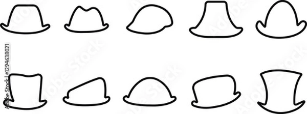 Fototapeta Magic hat vector icon for apps or web design Fashion hats, wand, cap silhouette style isolated on transparent background