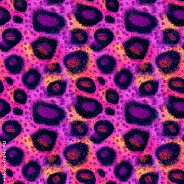 Fototapeta Bright Purple Leopard Print with Intense Contrast and Dramatic Highlights