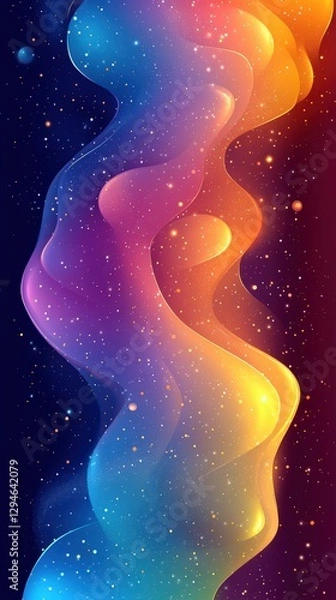 Fototapeta Abstract Colorful Wave Background with Stars in Cosmic Space