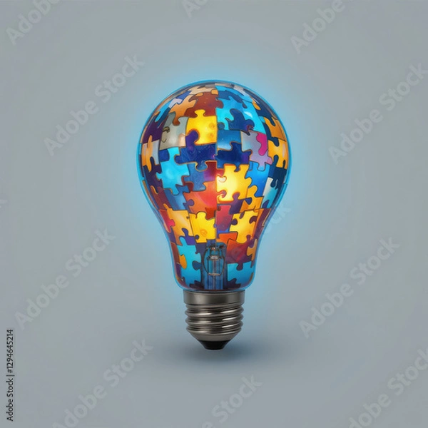 Obraz Autism Puzzle Piece Lightbulb: Understanding & Support